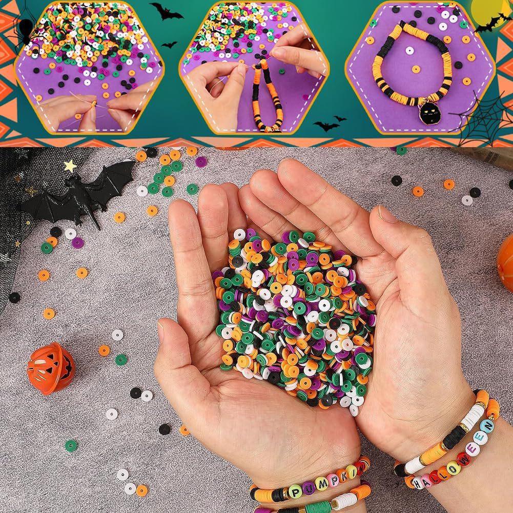 Kit per la creazione di braccialetti con perline in argilla di Halloween da 2086 pezzi Kit ciondoli fantasma zucca pipistrello Ornamento fai-da-te