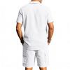 Men's Linen Solid Color Casual Holiday Shirt and Shorts Set