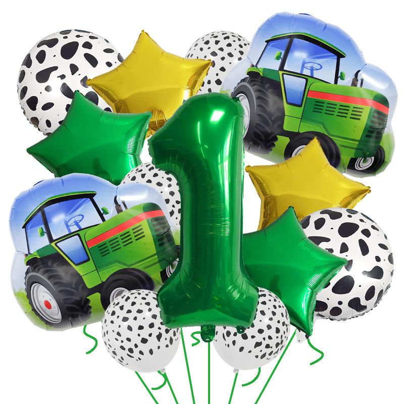 

Тематическая вечеринка «Сельскохозяйственная техника» Набор зеленых цифровых шаров «Трактор» 32 дюйма Фотобутафория на фермерскую тематику Agricultural vehicle number 1