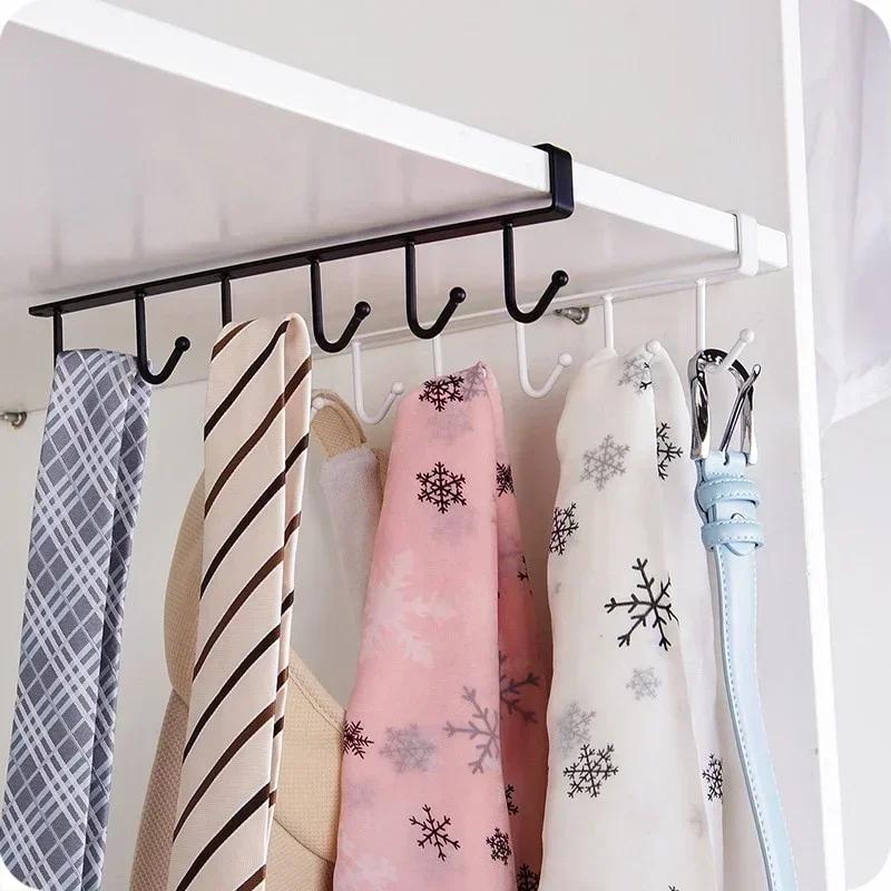 Household Convenience 6 Hooks Multifu Cup Holder Hang Cabinet Under Shelf Rack Metal Cupboard Cabinet Storage Organiser Racks