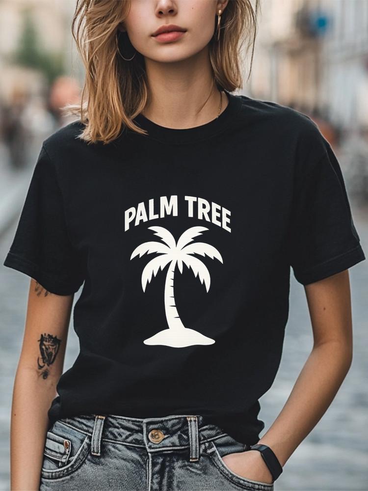 Футболка с графикой пальмы Минималистичная тропическая пляжная футболка Футболка для отпуска Унисекс Унисекс футболка L