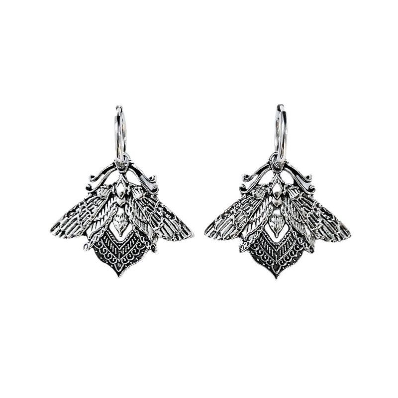 Stainless Steel Gothic Retro Moth Earrings