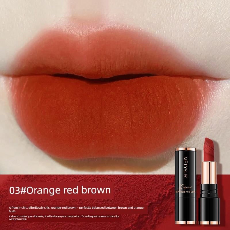 [Official Genuine Product] European and American Style Matte Lipstick, Waterproof, Non-Stick, Non-Fading, Enhances Complexion, Red-Brown Color
