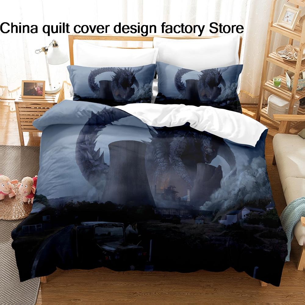3D Print Terror of Orion Space Monster Bedding Set 3Pcs Sci Fi Alien Duvet Cover Set with Pillowcases for Men Bedroom Decor