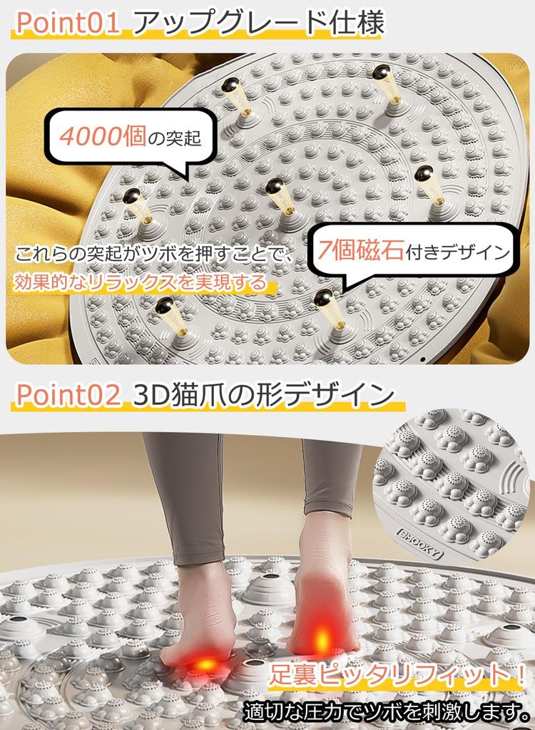 Deligoo Fußreflexzonenmassage Shiatsu 2025 Fußreflexzonenmassage Fußmassage Ermüdungslinderung Matte, Brett, Modell, 55cm, Matte, Matte, Rund, (Grau)