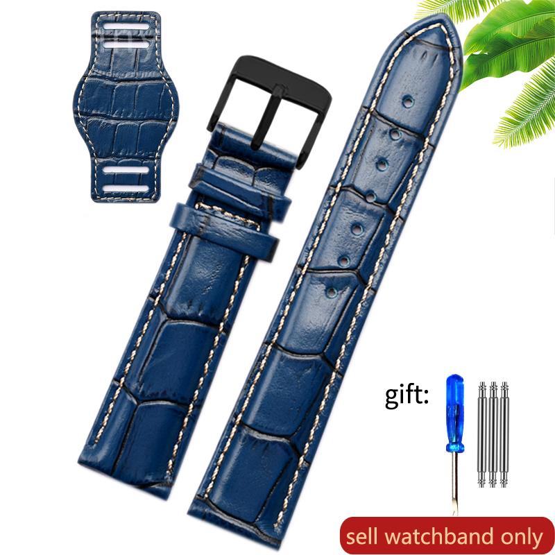 Genuine Leather watch strap for Rolex Green Submariner Omega  timex Vintage plus Tray Men Watch Band 20 22mm