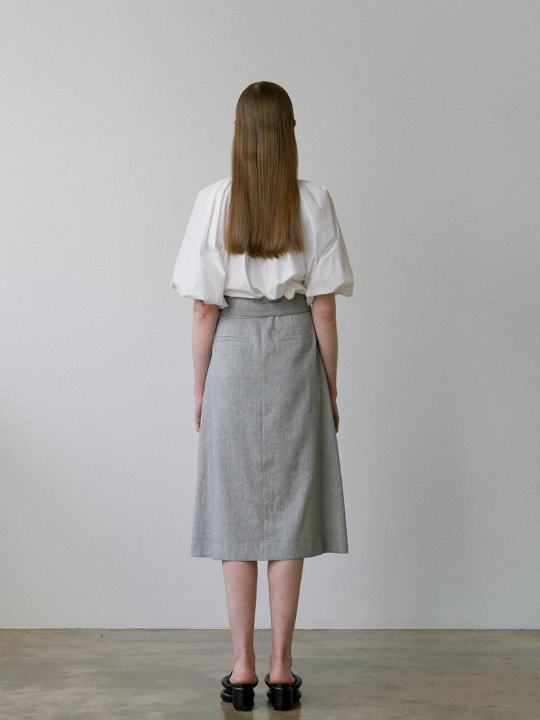 Maensyeonhem Linen Wrap Skirt_Charcoal