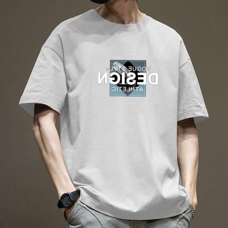 Simple T-shirt Men's Print Summer Trendy Printed Cotton Short Sleeved Loose Trendy Breathable T-shirts