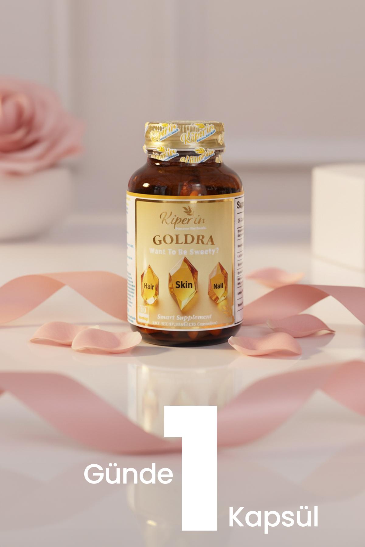 

Kiperin Goldra | Skin, Hair & Nails | Biotin, Keratin, Grape Seed, Hyaluronic Acid 30 Capsules 1 PC