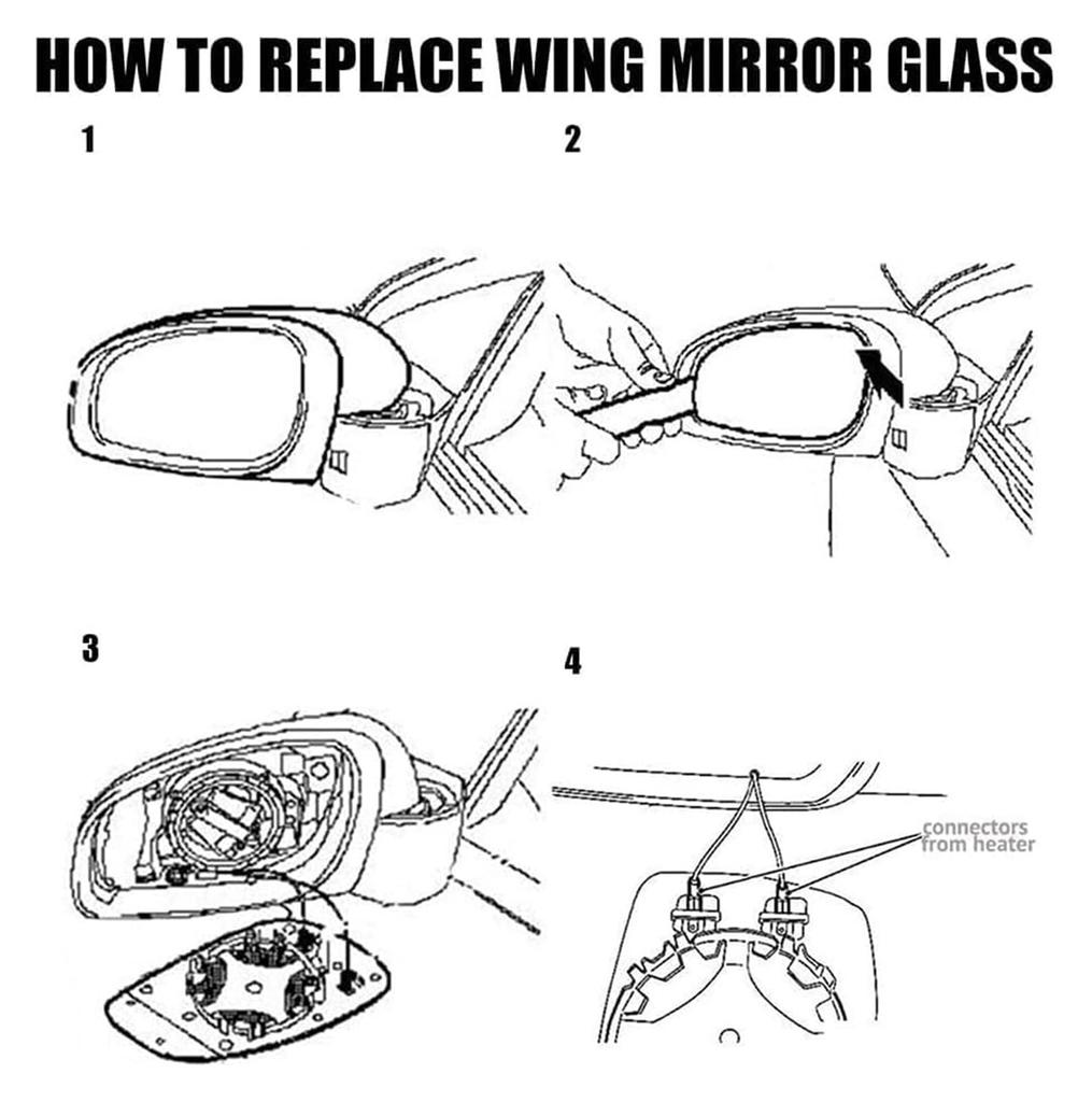 Replacement Mirror Glass Cube 08-13 Left and Right Rearview Mirror with Heater Auto Side Wings Replacement Glass for Car (Right)