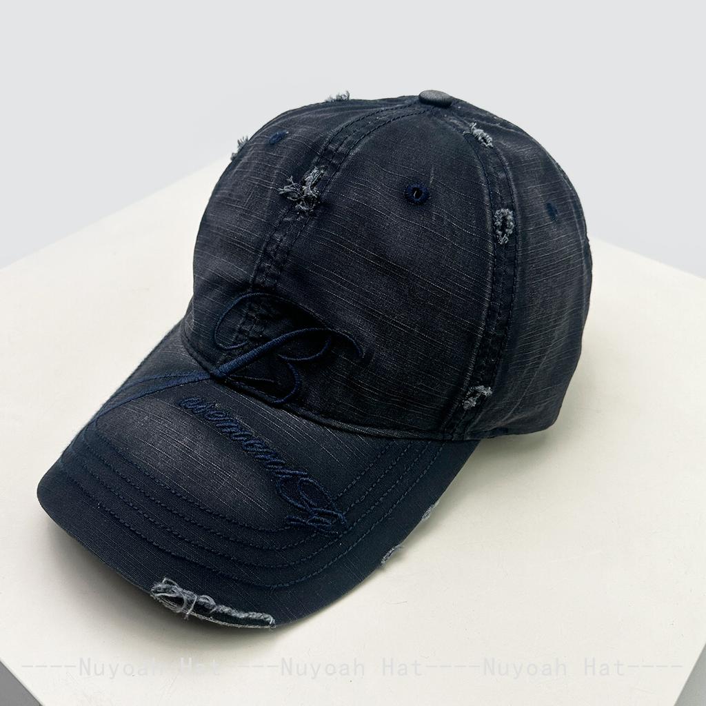 And Women American Vintage Embroidered B Letter Prints Baseball Caps Sun Protection Broken All-Match Personalized Peaked Hats Fashion Street Style