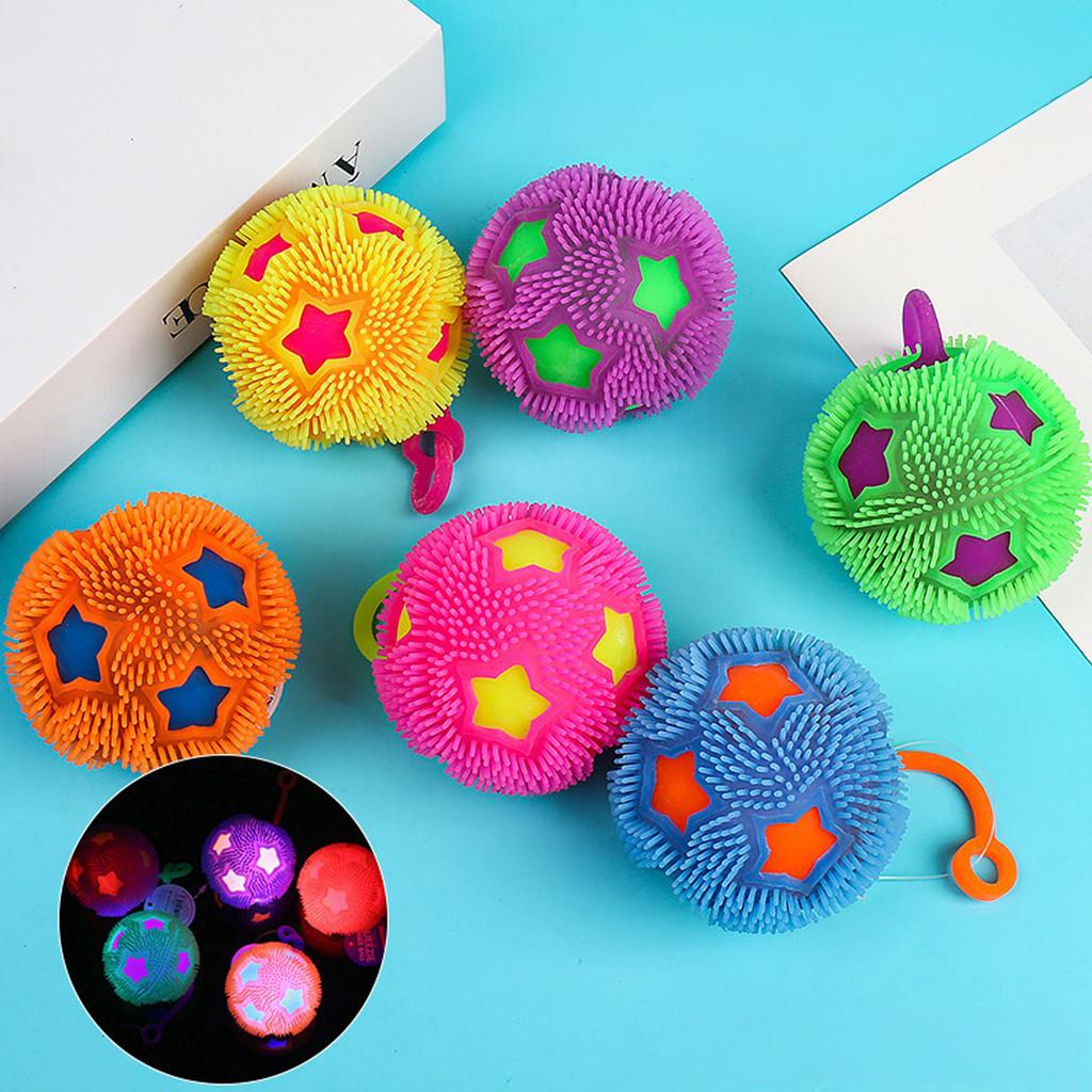 1 Stück leuchtende Kugel, blinkender doppelter fünfzackiger Stern, atomarer Stressabbau-Ball, ein neuartiges Stressabbau-Spielzeug, Stressabbau-Ball(Zufällige Farbe).