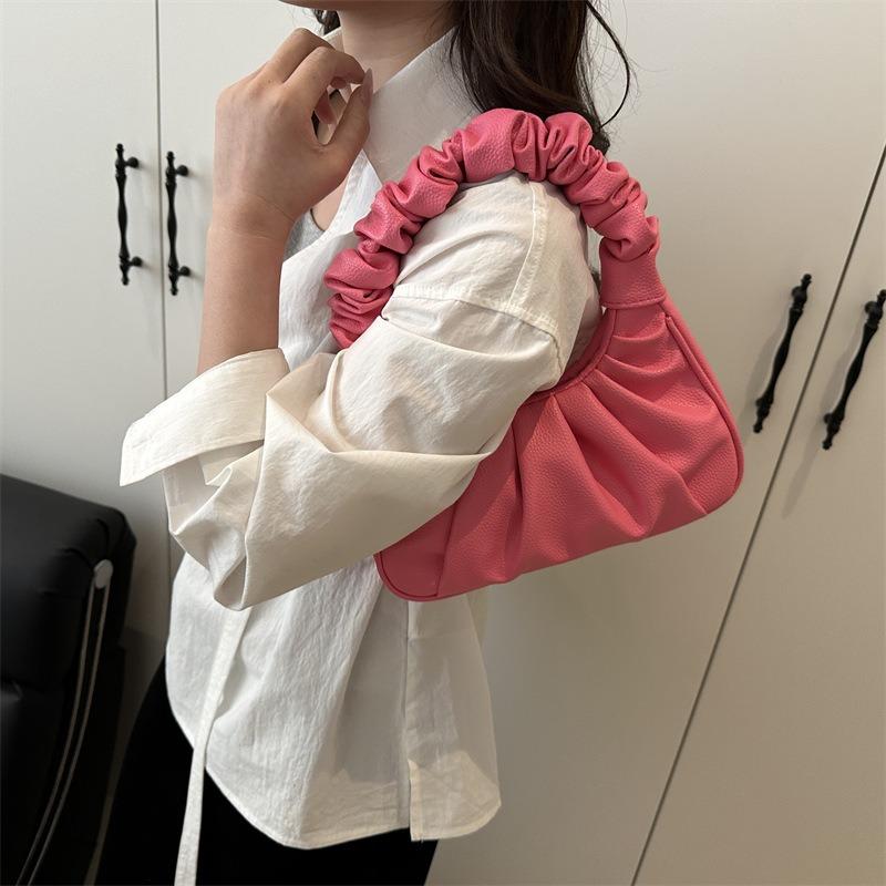 Folded portable cloud bag summer new dumpling bag beautiful solid color niche trend texture shoulder women's bag