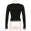 Spring and Autumn Top Hot Girl Style Sexy Lace Bow Stitching Slim Fit Bottoming Top