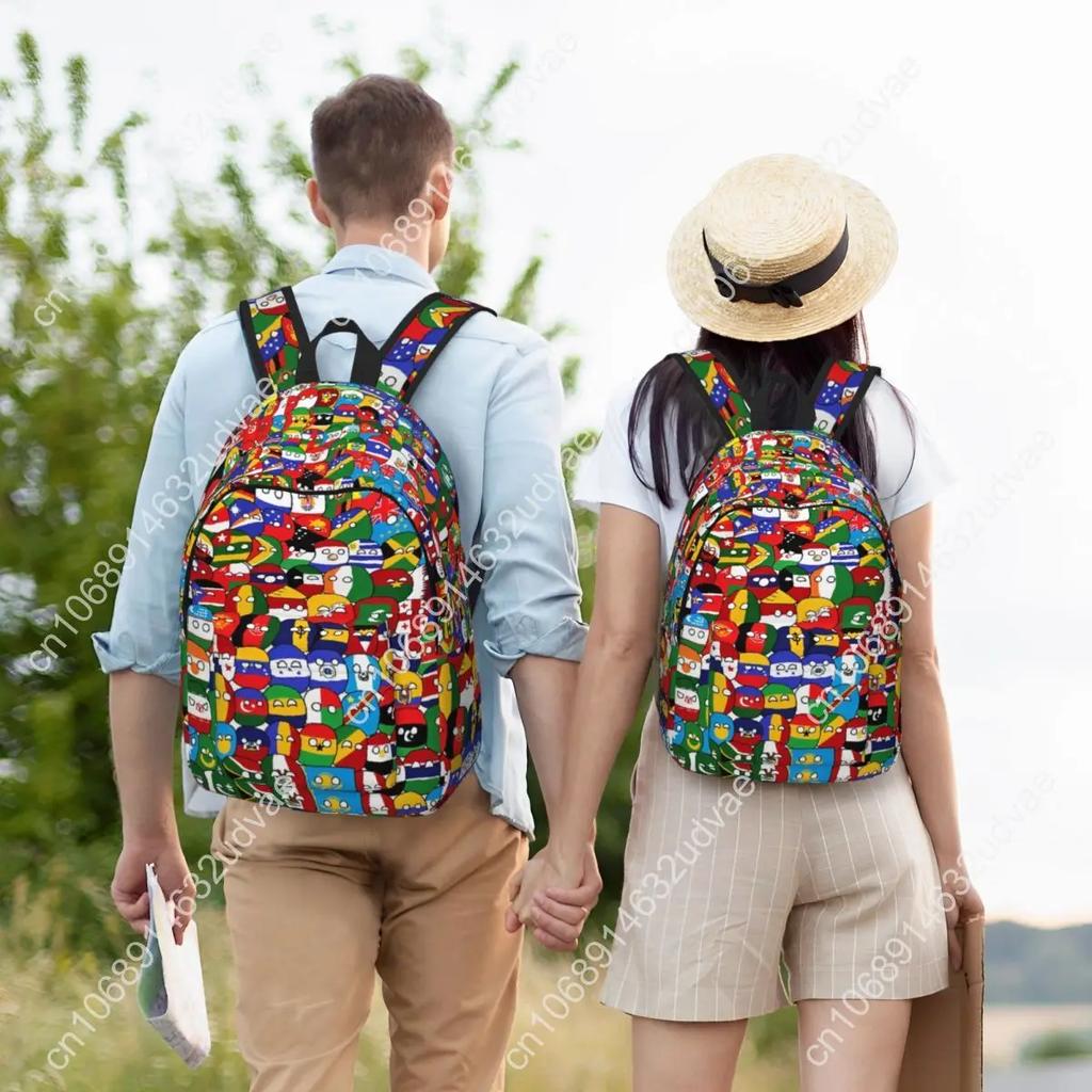 Countryball Cartoon Backpack School Bookbag Countries Earth Canvas Daypack Preschool Kindergarten Bag