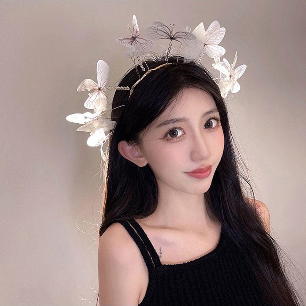 

Bridal Wedding Headband Hairbands Korean Headdress Dragonfly Headband Women Hair Hoop Transparent фіолетовий/синій