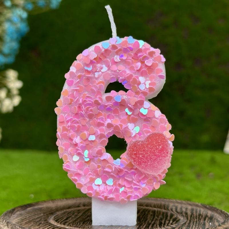 Digitale Geburtstagskerzen Kuchen Dekoration Erster Geburtstag Feier Rosa Liebesherz