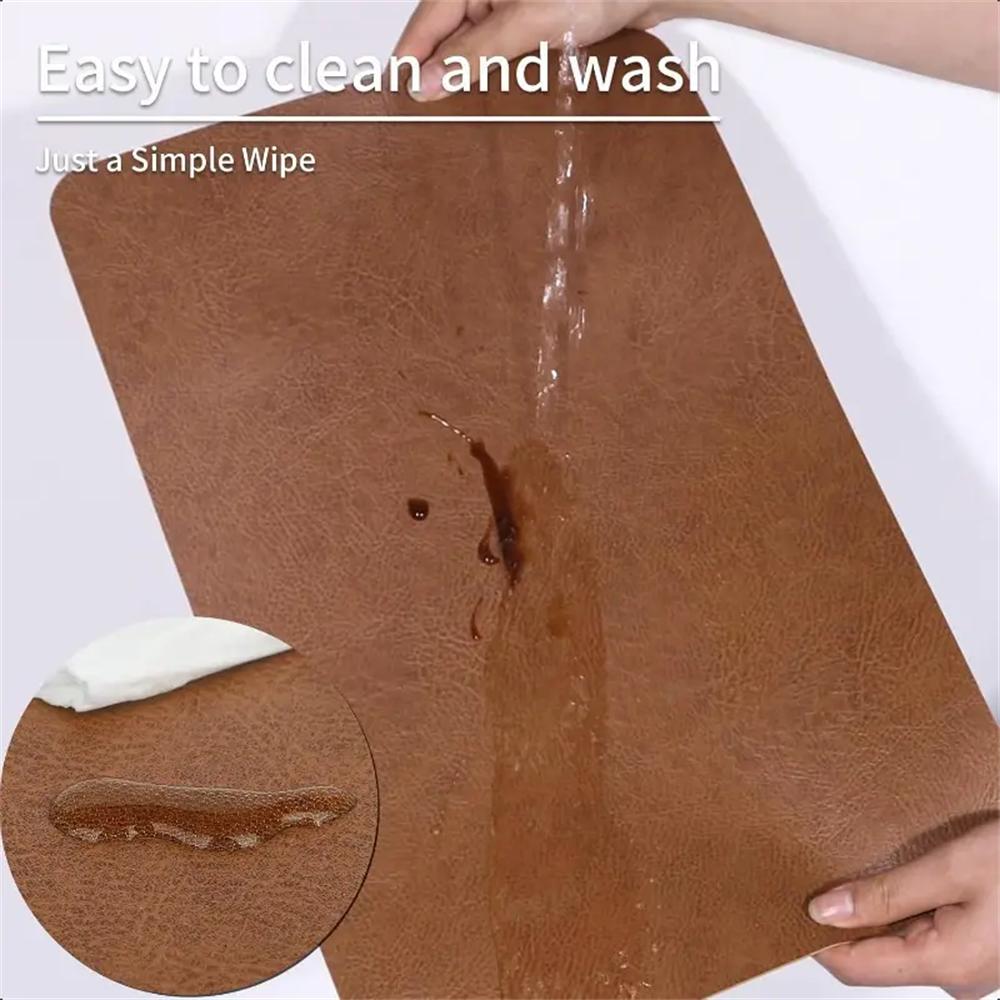 Cowhide Pattern Faux Leather Placemats ,Heat Resistant Non-Slip Waterproof Wipeable Washable Kitchen Dining ,PU Table Place Mats