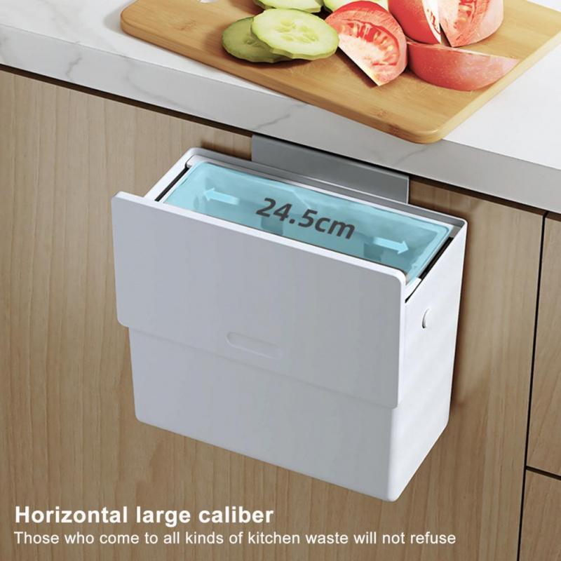 Wall Mounted Non Punching Kitchen and Toilet Trash Can with Lid Hands Free Wall Mounted Trash Can Over Cabinet Lid Design