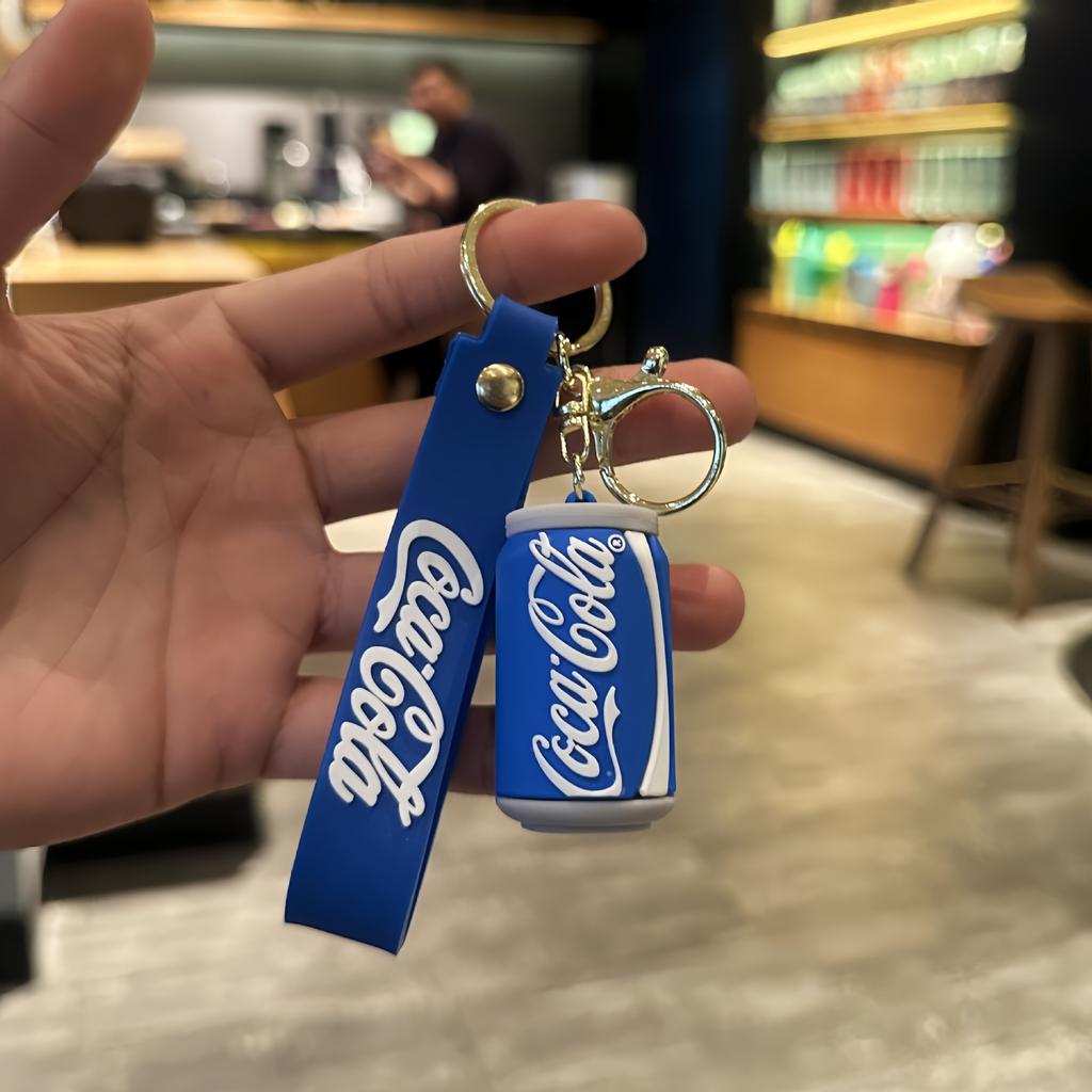 Cartoon Super Simulation Coke Sprite Drink Bottle Can Couple Bag Car Pendant Small Gift Keychain