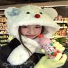 Cute Snowman Hat With Bow Thickened Lei Feng Hat Autumn And Winter Hat Neck Warmer Ear Flap Hat Cute Pullover Hat