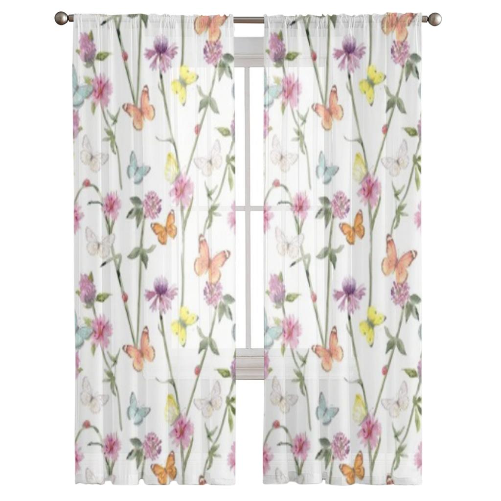 Schmetterling Luxuriöse Chiffon-Vorhänge für Wohnzimmer Schlafzimmer Dekoration Fenster Voiles Tüll Vorhang