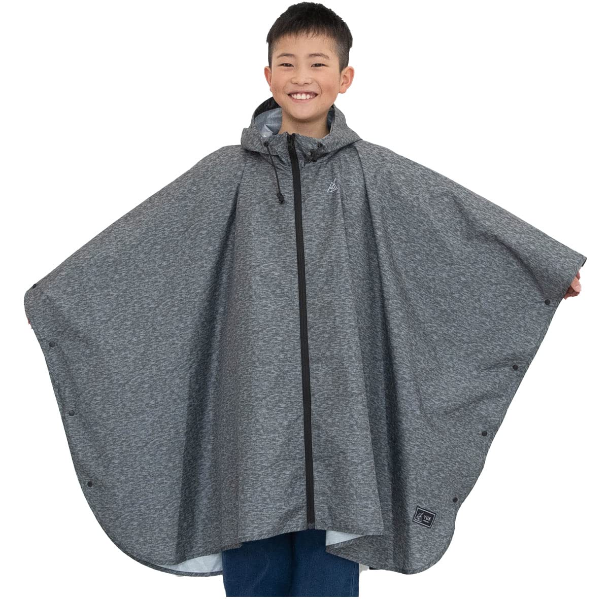 

Дождевое пончо для детей [Юк] однотонное меланжевое, серое, (130) серый