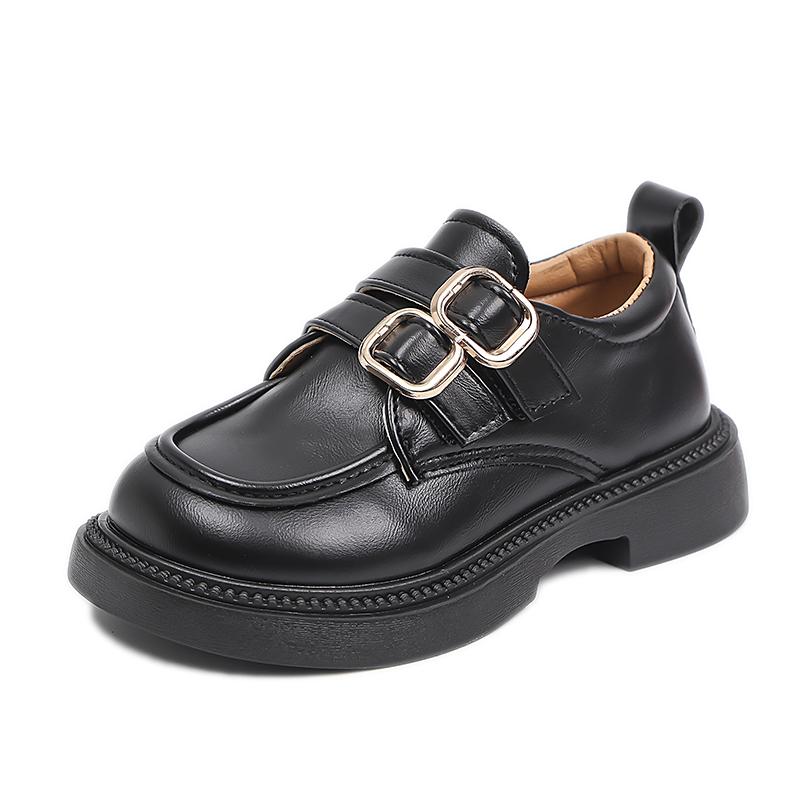 Kids Leather Shoes Retro Hook&loop Girls Uniform School Shoes Non-slip Soft Sole 2025 New Boys Fashion Shoes British Style Chic
