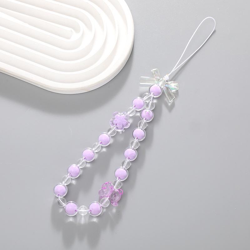Korean Love Heart Beaded Phone Chain & Keychain Set for Women