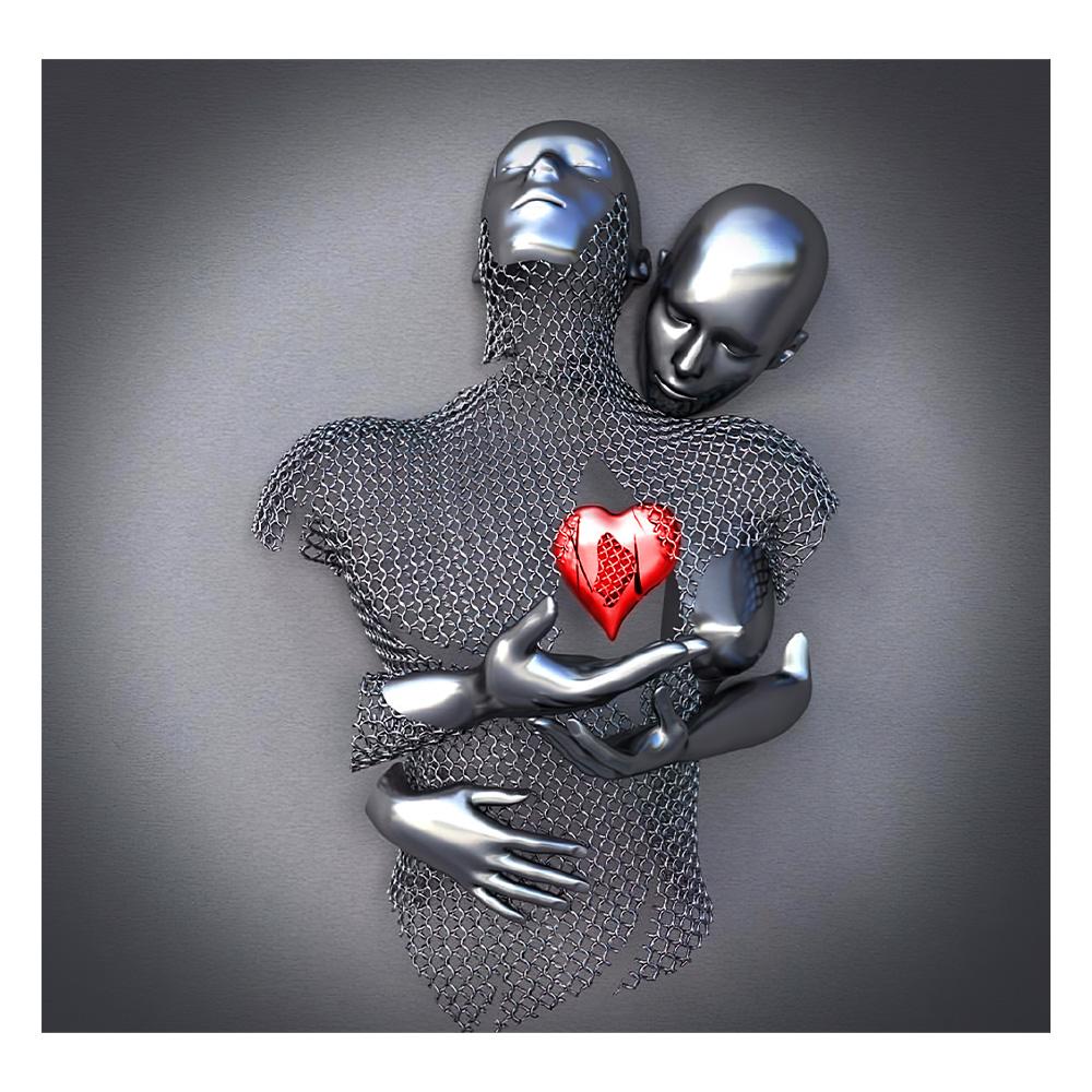 Metal Figure Statue Art Poster High Definition Printing Canvas Painting Prints Couple Sculpture Living Room Home Decor Picture