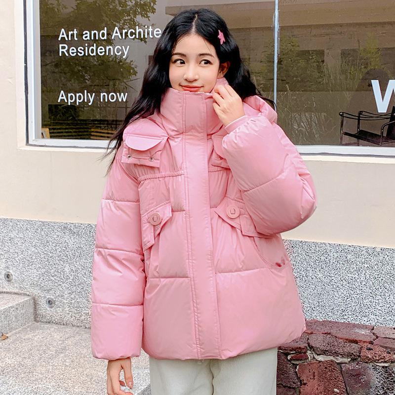 European fashion high-end hooded down cotton-padded clothes for women's winter new black age-reducing, thin and thickened cotton-padded jackets