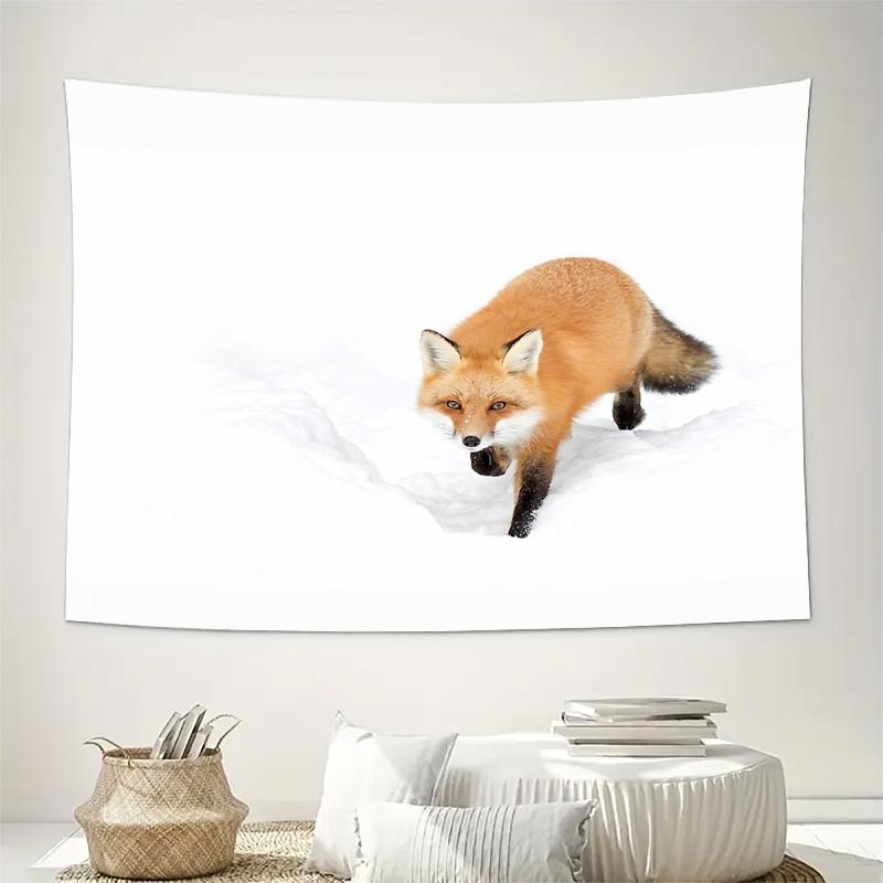 Arctic Fox Tapestry Forest Animal Wall Hanging Nature Home Decor Bedroom Living Room Aesthetic Room Decor Throw Blanket Cozy Vib