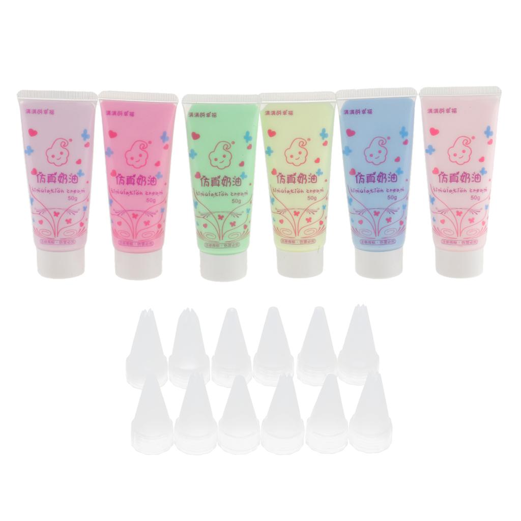 6 Pieces DIY Crafts Cream Glue Fake Whipped Cream Clay Kawaii Cell Phone Mobile Phone Case Decoration