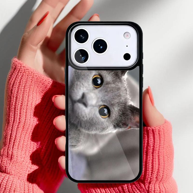 Russian Blue Cat Kitten Cute Phone Case for iPhone 17 Air 16e 15 14 13 Pro Max Back Cover for 12 11 Pro Coque