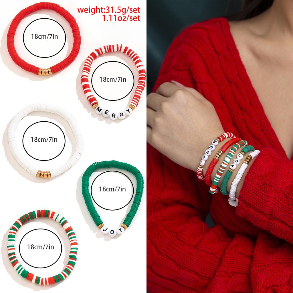 Christmas Letter Contrasting Bracelet Set, Creative Santa Gift Letter Jewelry