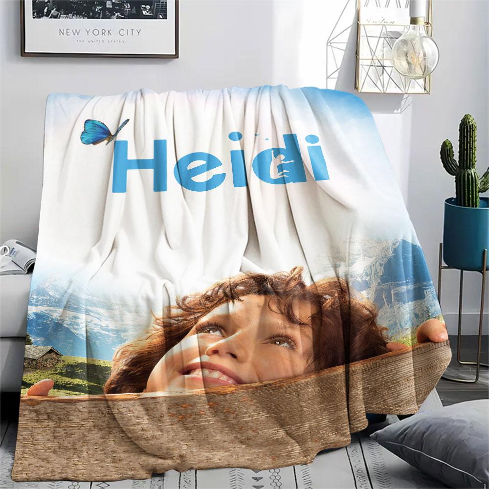 Heidi Art Printed Flannel Blanket, soft throw for bedroom sofa, washable, fan merchandise, great gift.