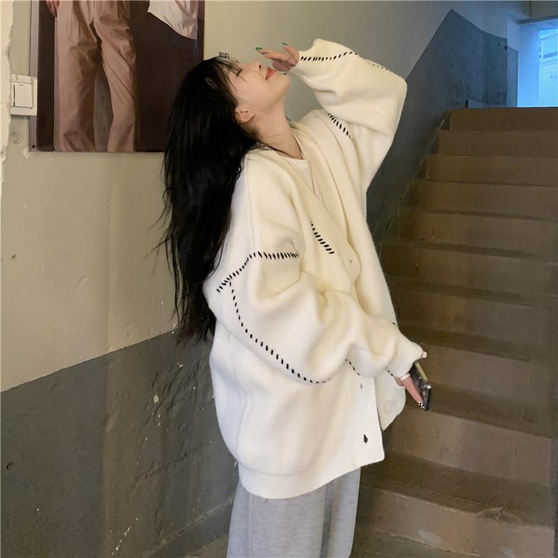 Cardigans Lazy Wind Soft Waxy Sweet College Style Sweater Cardigan Female Student Korean Style Loose Wear Outer Coat