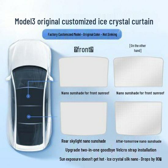 Tenda parasole e rete isolante termica per tetto apribile Tesla Model Y/3