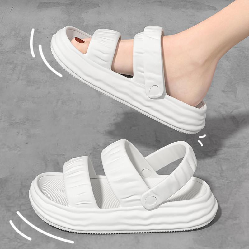 

Women Thick Bottom Sandals Super Soft Height Shoes Summer Round Toe Slides Indoor Outdoor Beach Slippers 40—41 білий