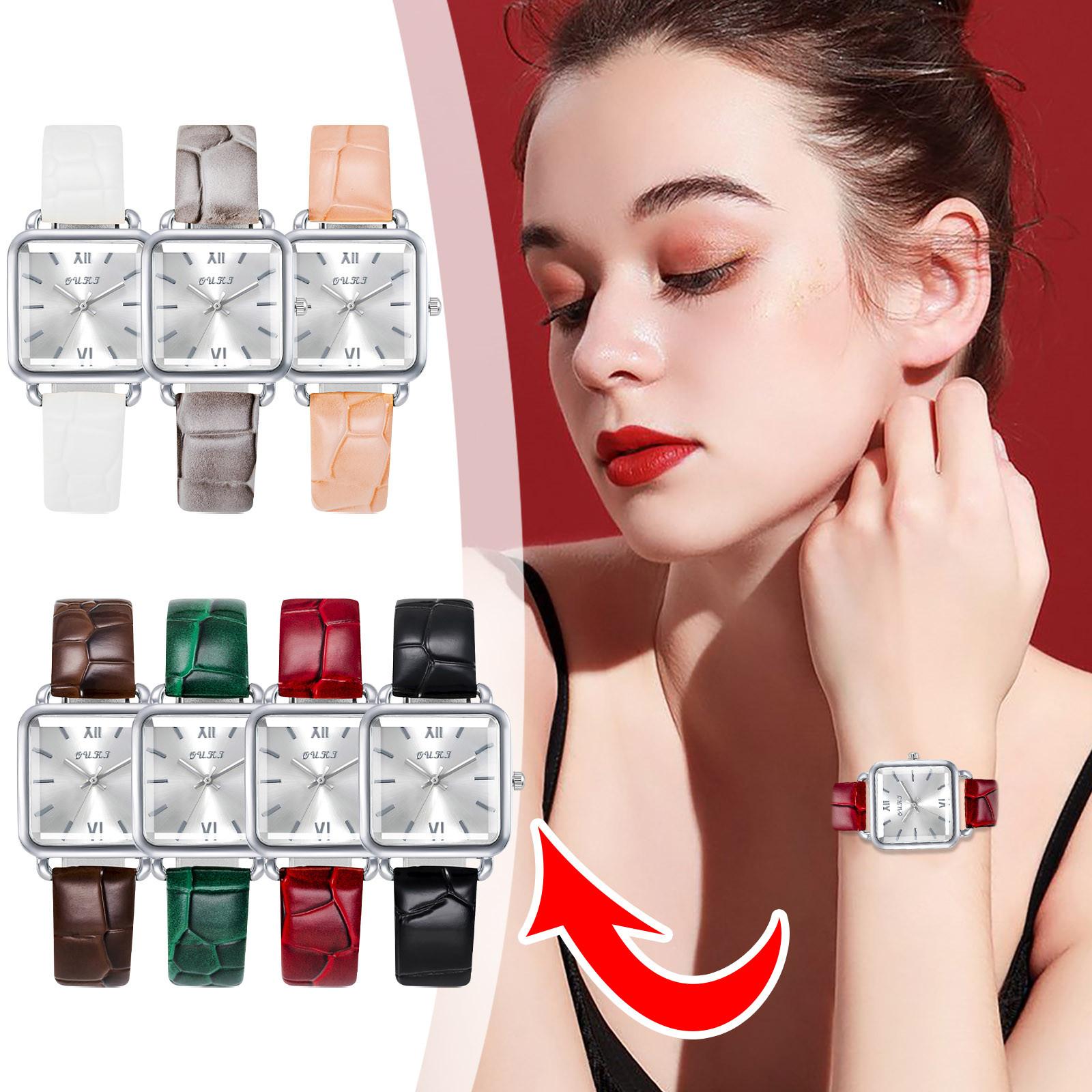 

Vintage Square Case Compact Dial Belt Watch Ladies Watch One Size чорний
