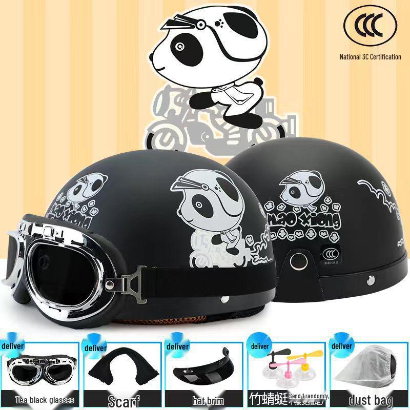 Trendy Street-Style Half Helmet with Eye Protection for Young Riders