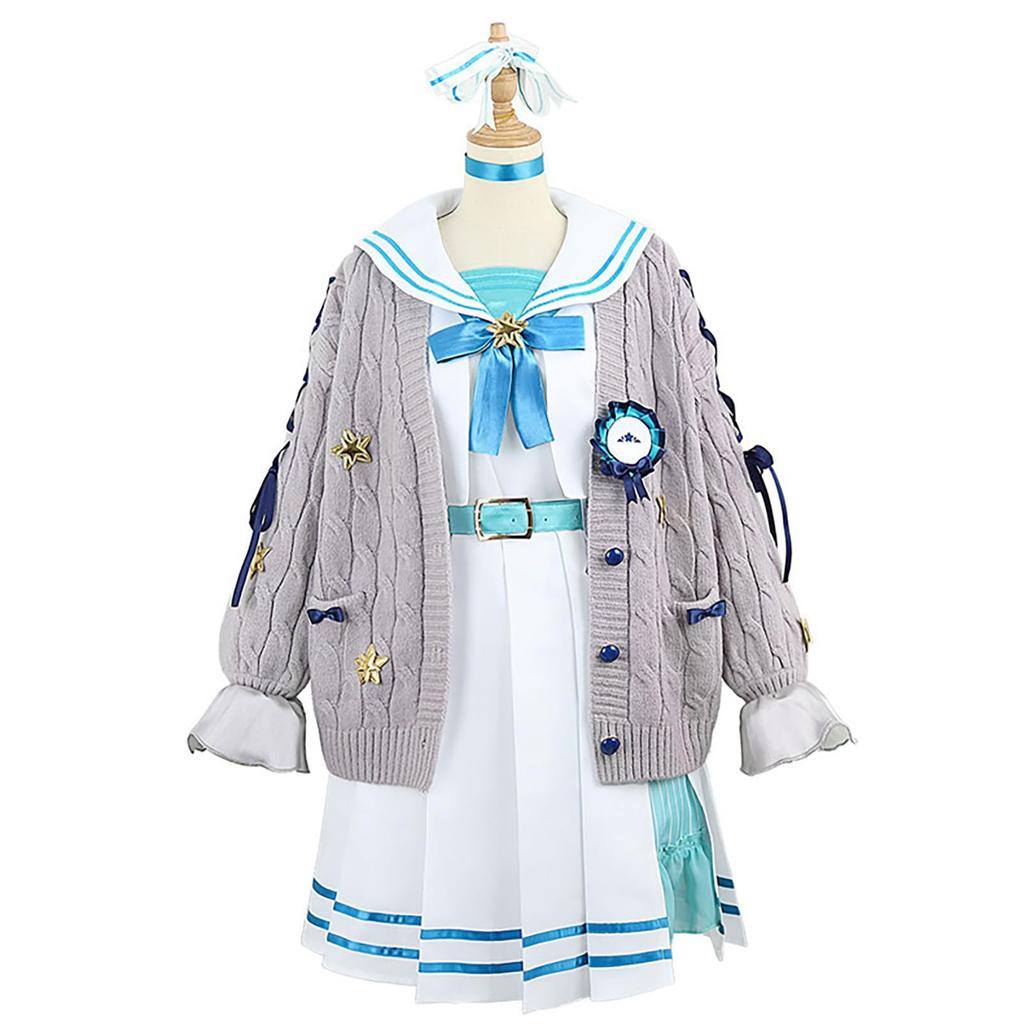 Hololive Suisei Hoshimachi Cosplay Halloween VTuber Sailor Uniform [Milky Time] (White)