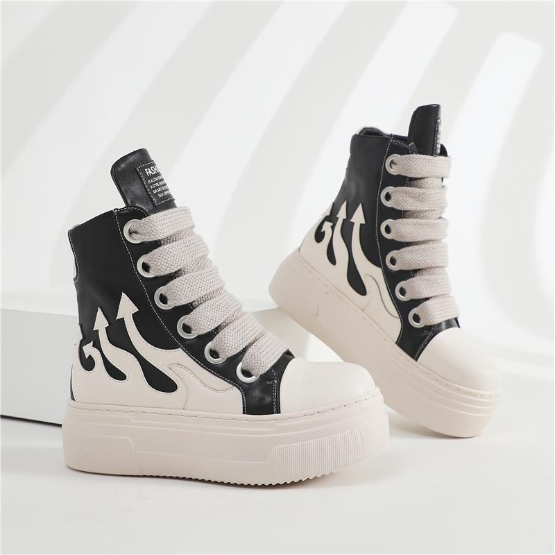 Concise Platform Thick Bottom Unisex Shoes All Match Mixed Color Increase Sport Shoes Runway Sneakers Large Size Casual Trainers