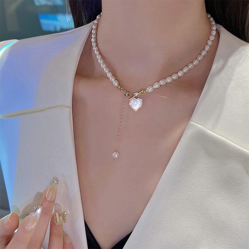 High Texture Necklace Women's Light Luxury Gorgeous Exquisite French Retro Pearl Neck Chain Temperament Choker Noble Collarbone Chain