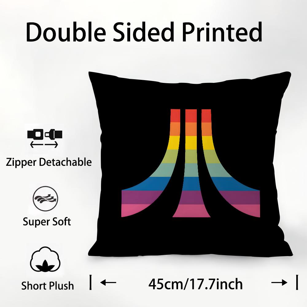 

A-AtariS Игровой логотип Наволочка Плюшевая ткань Мягкая Двусторонняя печать Чехол для диванной подушки Декоративные наволочки 16x16Inch