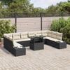 Garden Sofa Set with Cushions 11 Pcs Black and Cream