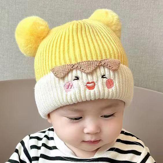 Baby hat cute cartoon bunny wool hat winter male and female baby warm ear hat knitted hat