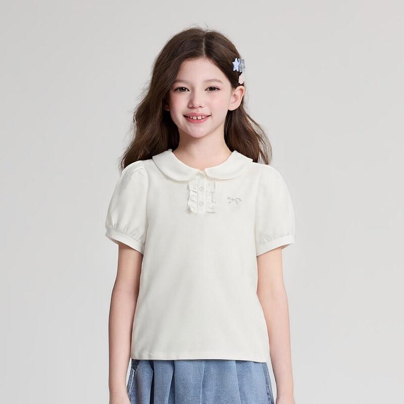 Deesha Girls' Doll Collar Puff Sleeve T-Shirt