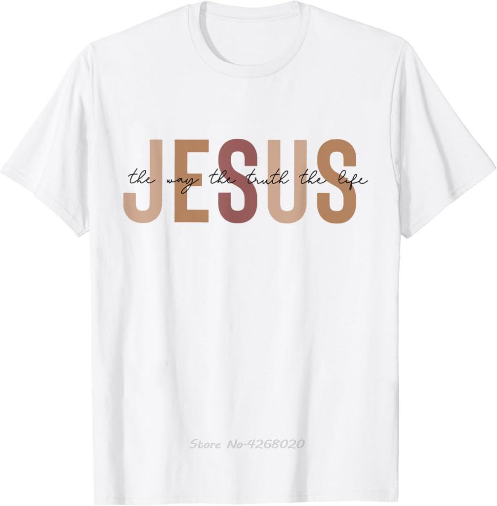 Christian Tshirt Kids Jesus The Way Truth Life Mens Clothing Oversized Fitness T Shirt Graphic Vintage Cotton Tshirt Camisetas