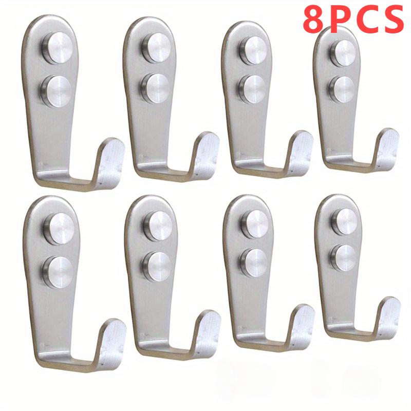 8/4 PCS Double Hole Hook Heavy Duty Stainless Steel Wall Hook Waterproof Sticky Hook Bathroom Hanging Towel Key Coat Bag